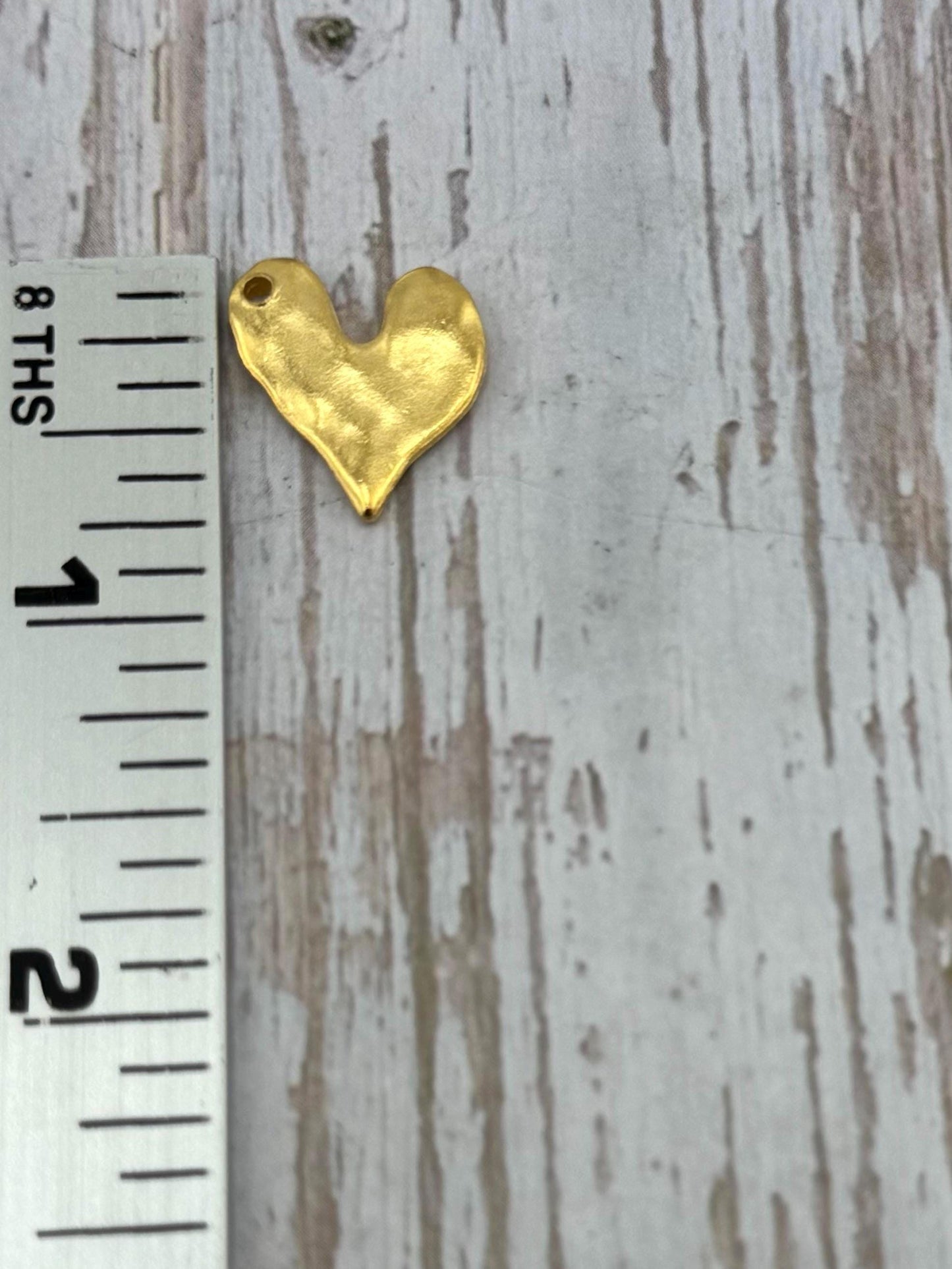 Small Organic Heart Charm, Satin 18k Gold Plated - ST325