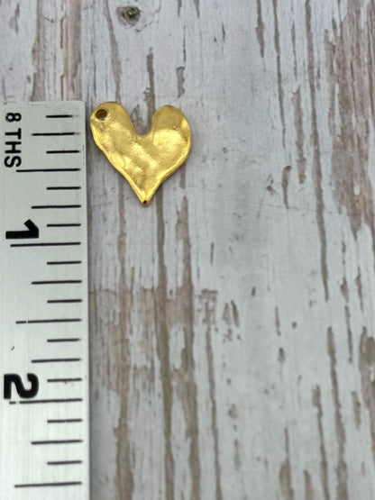 Small Organic Heart Charm, Satin 18k Gold Plated - ST325