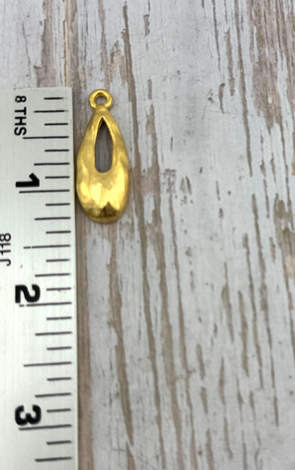 Hammered Teardrop Pendant, Satin 18k Gold Pendants - ST684