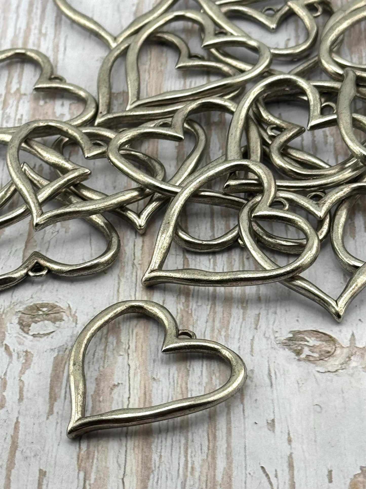 Large Open Heart Pendant, Antiqued Pewter - PT412