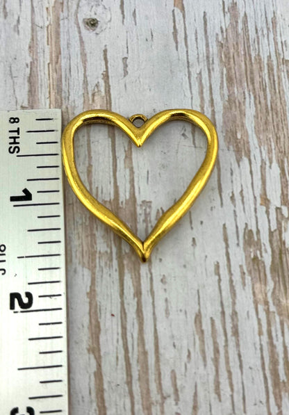 Grand pendentif Cœur Ouvert, plaqué or 18 carats vieilli - AG052