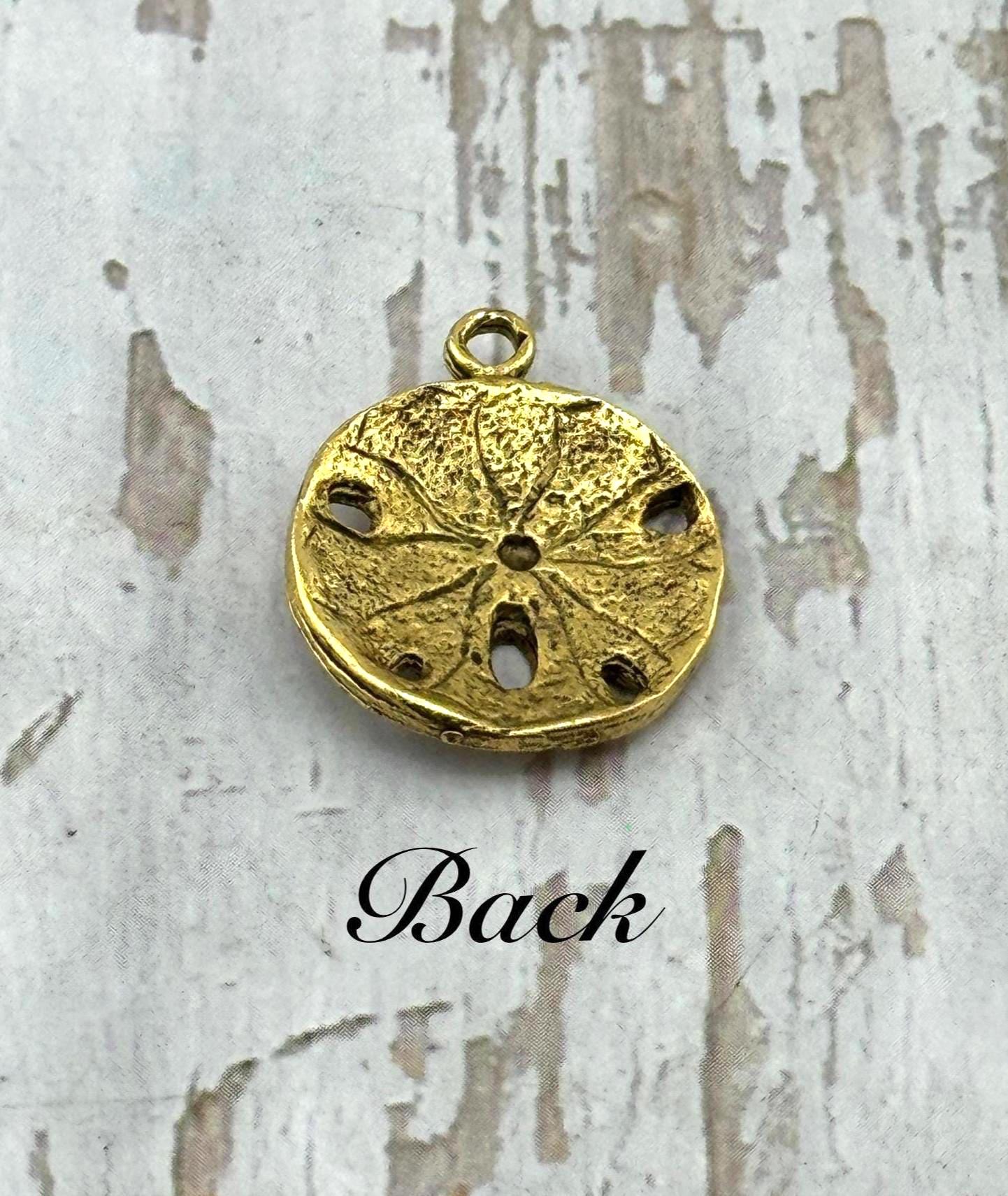 Sand Dollar Charm, Antiqued 18k Gold Plated - AG166