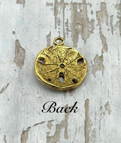 Sand Dollar Charm, Antiqued 18k Gold Plated - AG166