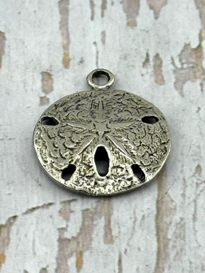 Sand Dollar Charm, Antiqued Pewter - PT526