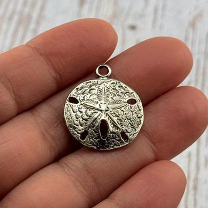 Sand Dollar Charm, Antiqued Pewter - PT526