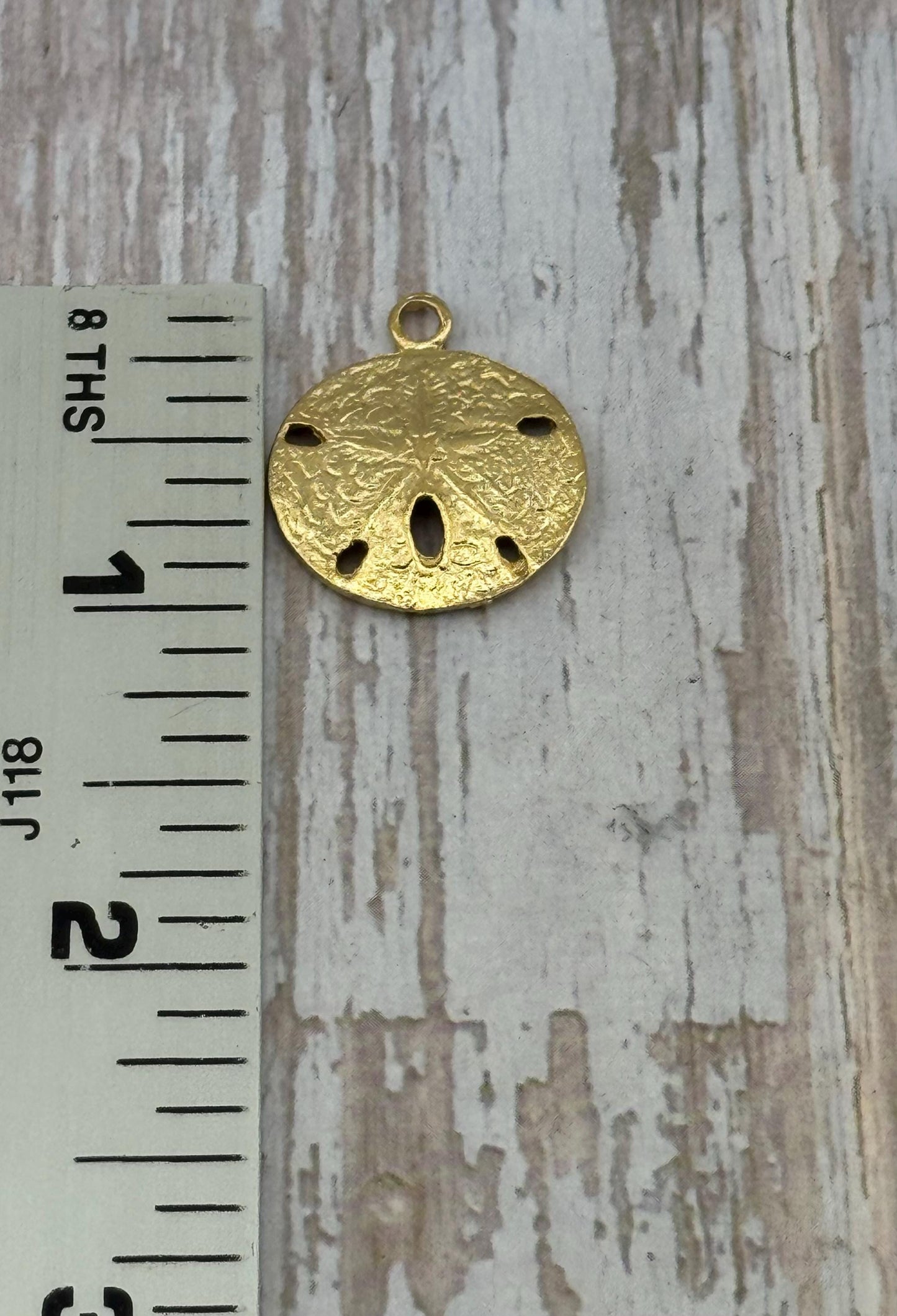 Textured Sand Dollar Charm, Satin 18k Gold Plated - ST346