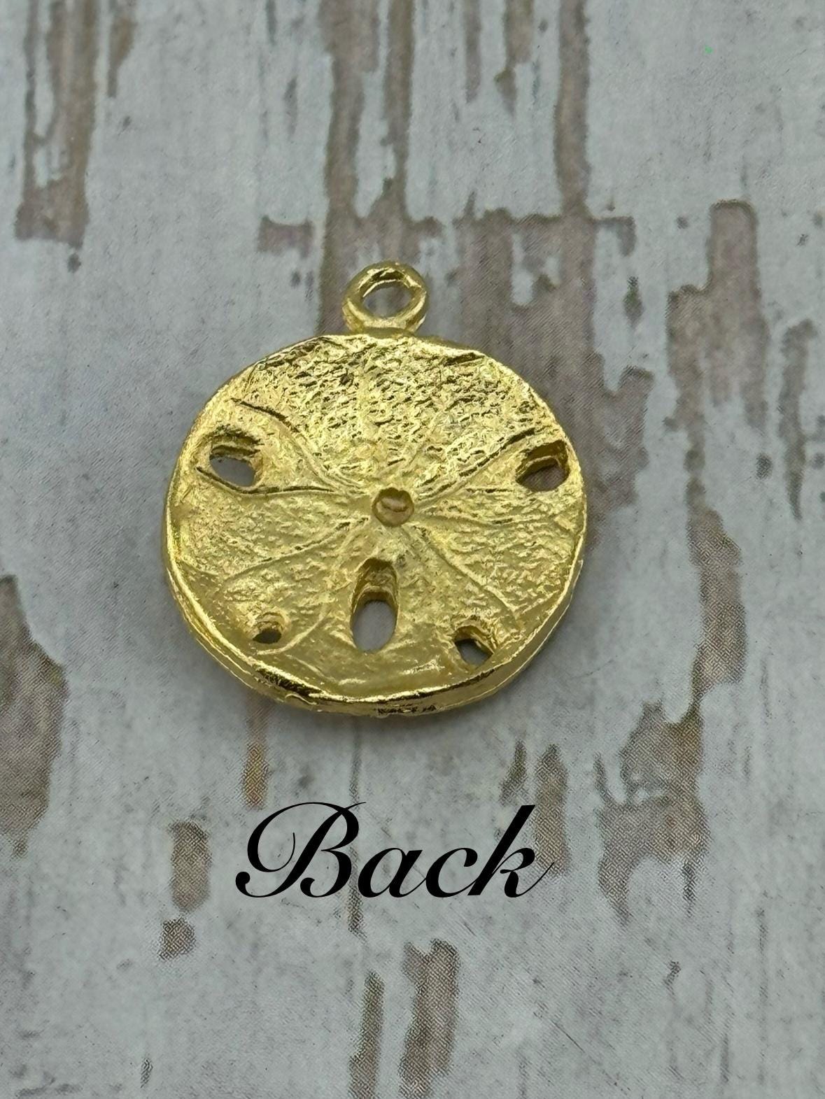 Textured Sand Dollar Charm, Satin 18k Gold Plated - ST346