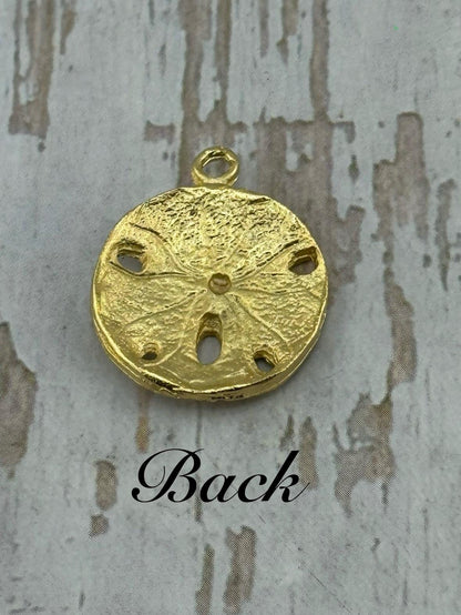 Textured Sand Dollar Charm, Satin 18k Gold Plated - ST346