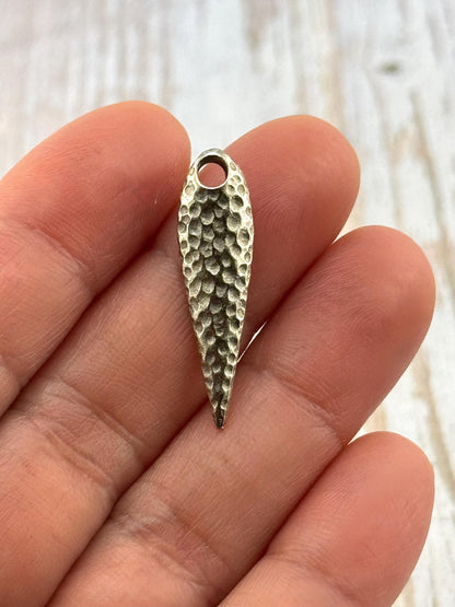Hammered Teardrop Drop Bead, Antiqued Pewter - PT524