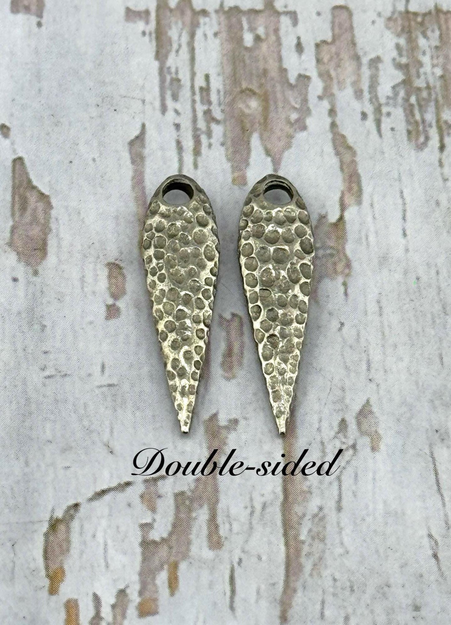 Hammered Teardrop Drop Bead, Antiqued Pewter - PT524