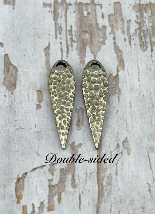 Hammered Teardrop Drop Bead, Antiqued Pewter - PT524