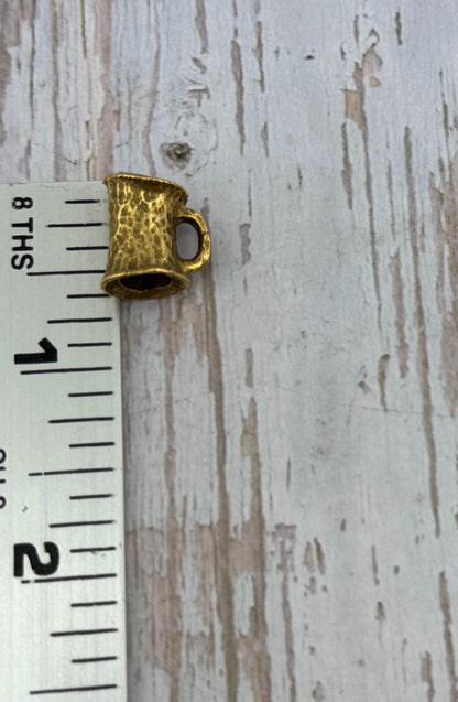 Large Hammered Tube Bail Bead Charm Holder, Antiqued 18k Gold Plated - AG150