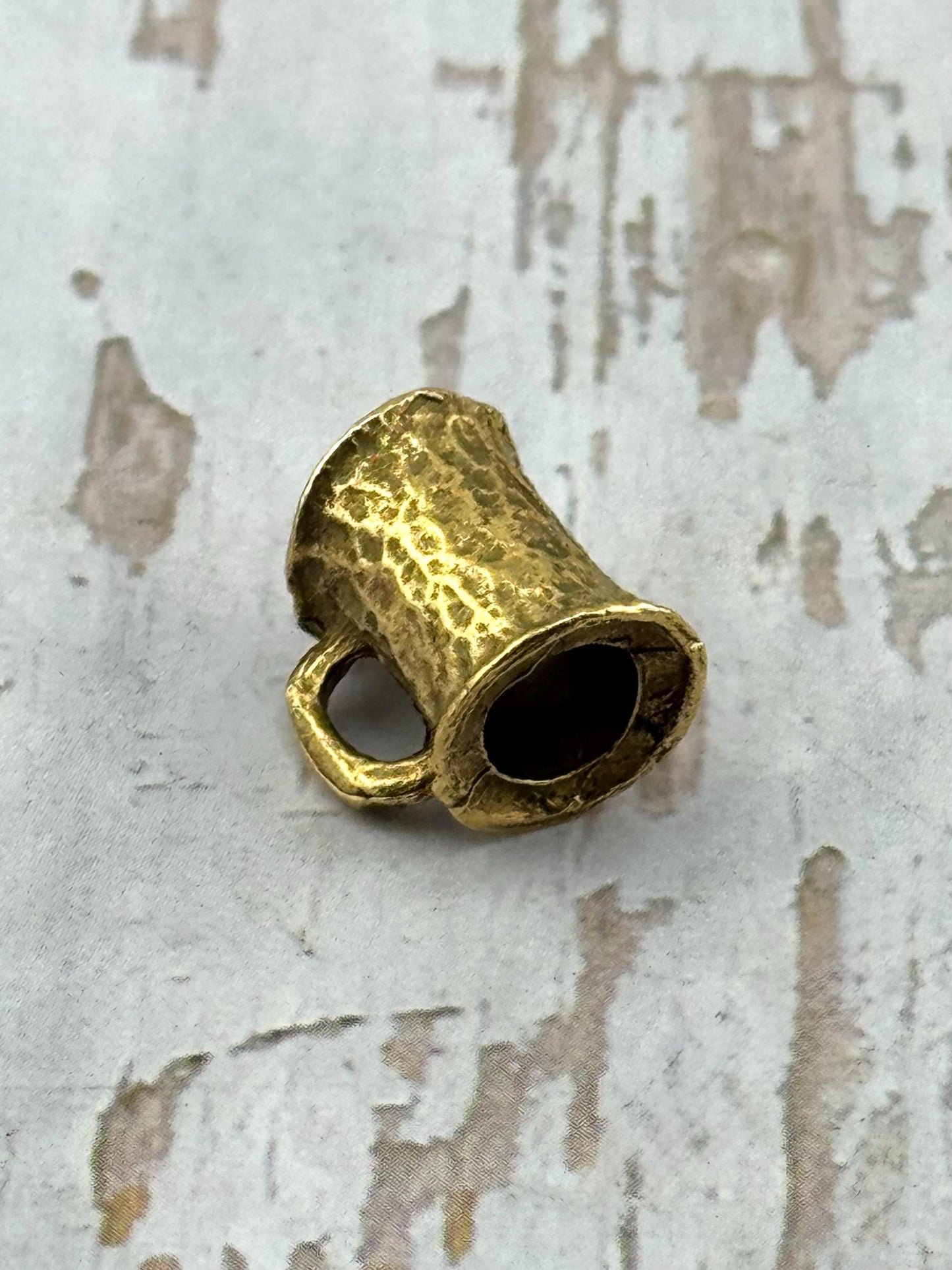 Large Hammered Tube Bail Bead Charm Holder, Antiqued 18k Gold Plated - AG150