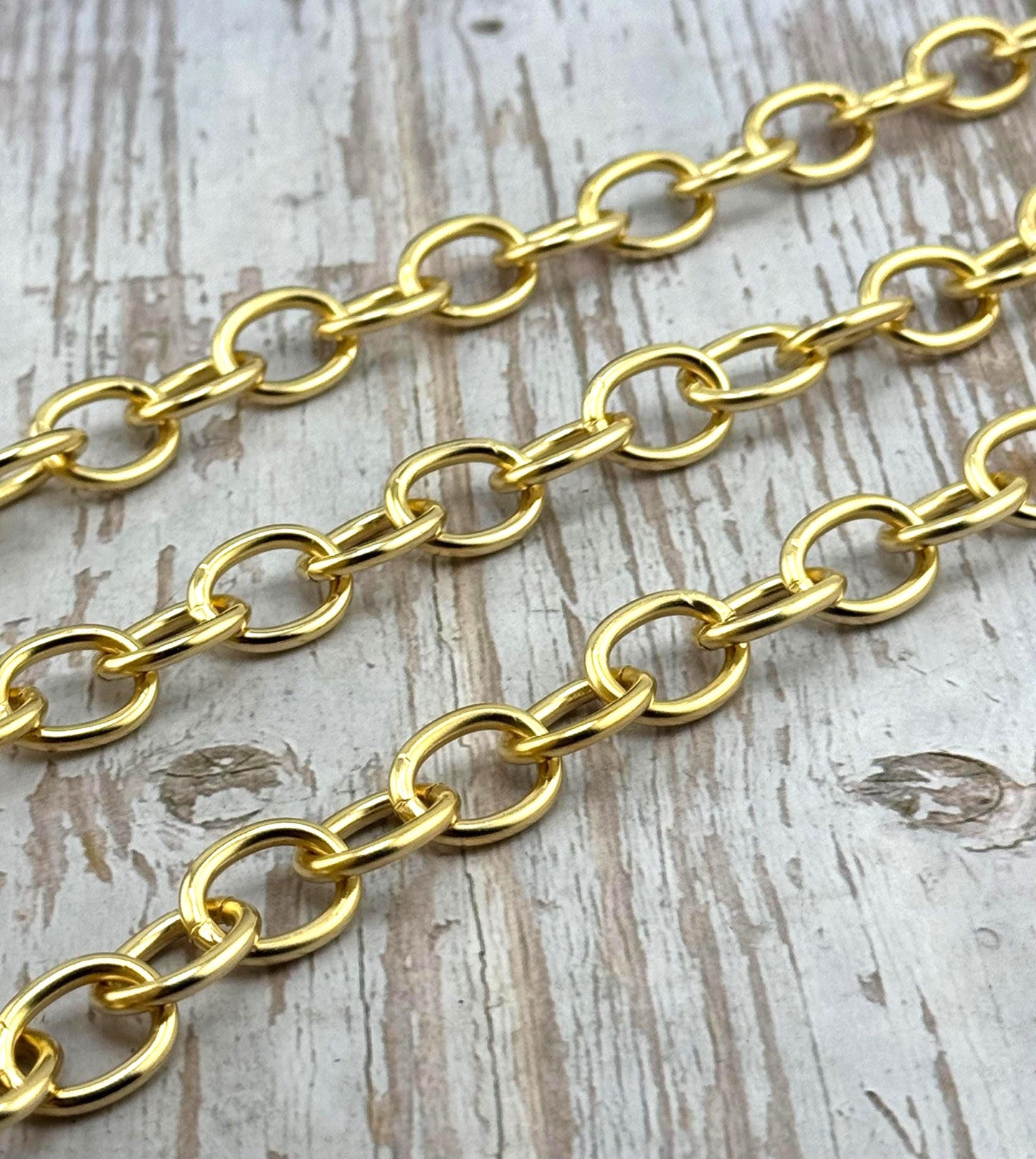 Oversized Oval Cable Chain,Satin 18k Gold Plated - S063-CH