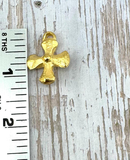 Cross Pendant, Satin 18k Gold Plated - ST300