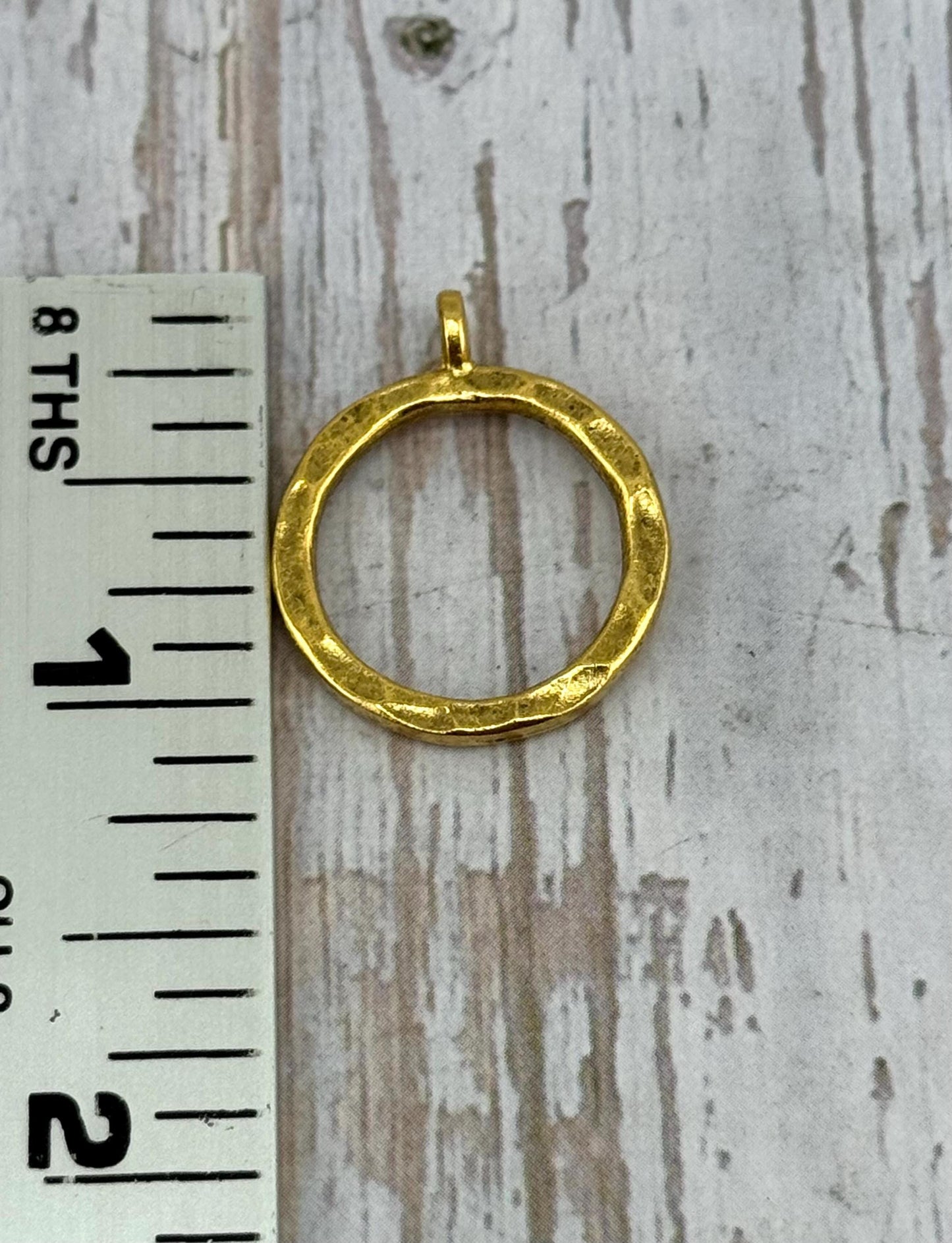 Large Hammered Round Toggle Clasp, Antiqued 18k Gold Plated - AG022