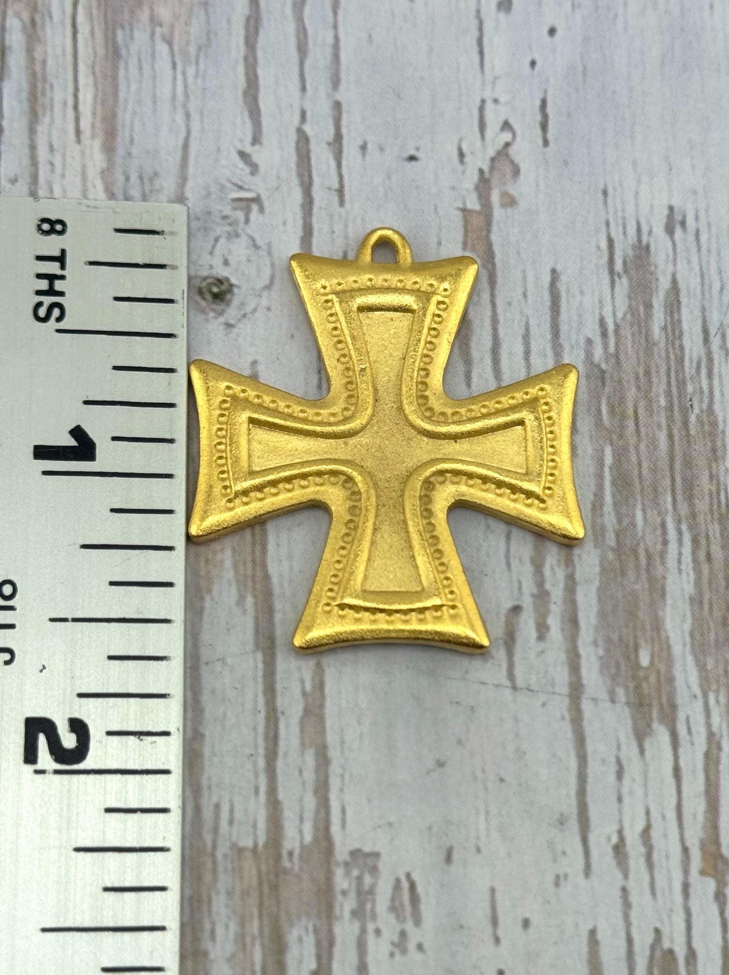 Large Square Cross Charm, Satin 18k Gold Plated - ST661