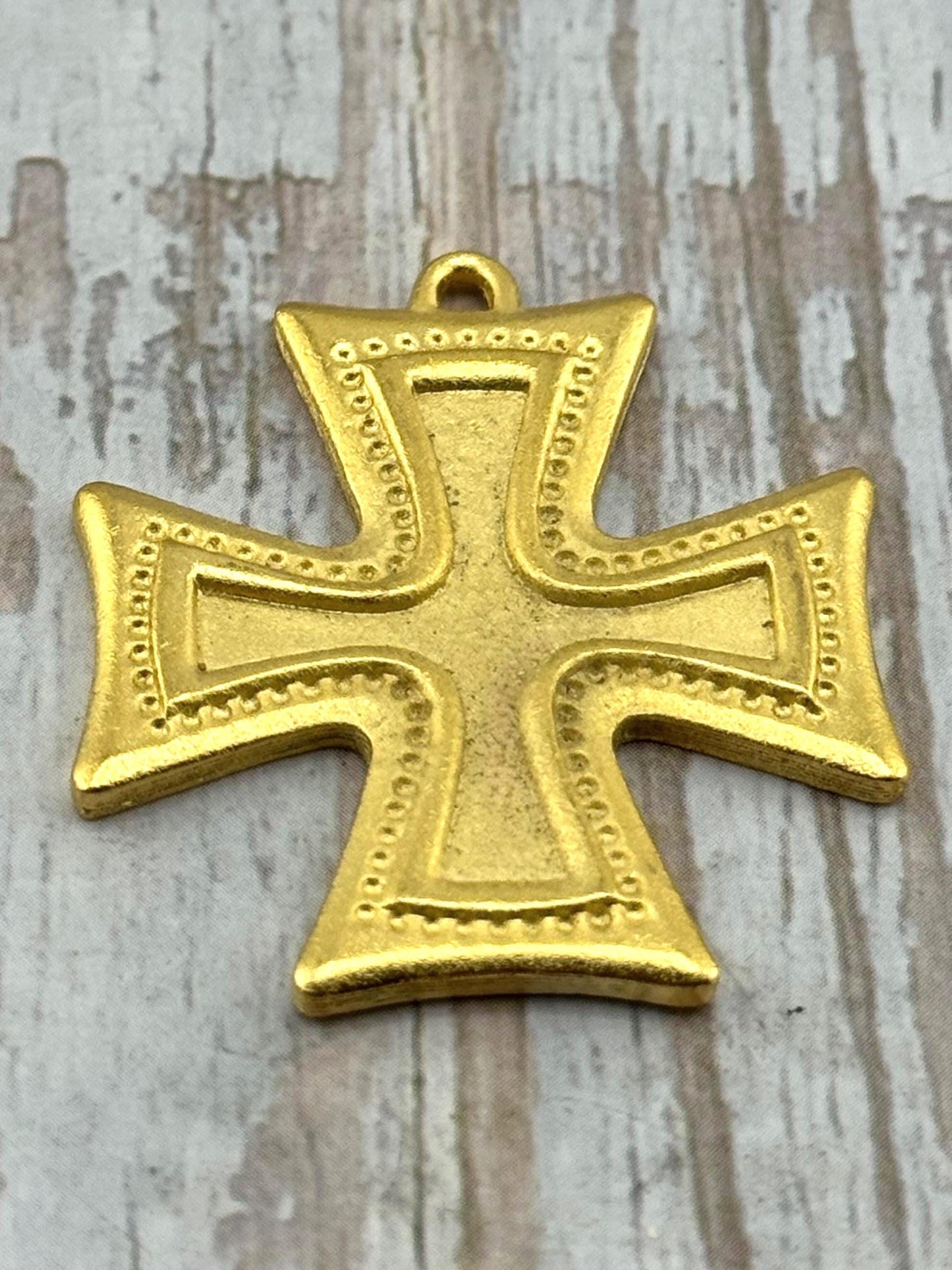 Large Square Cross Charm, Satin 18k Gold Plated - ST661