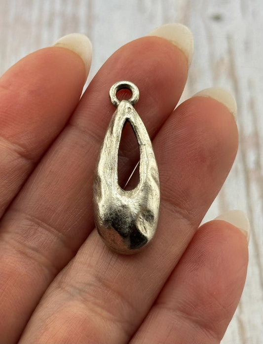 Hammered Teardrop Pendant, Antiqued Pewter - PT685