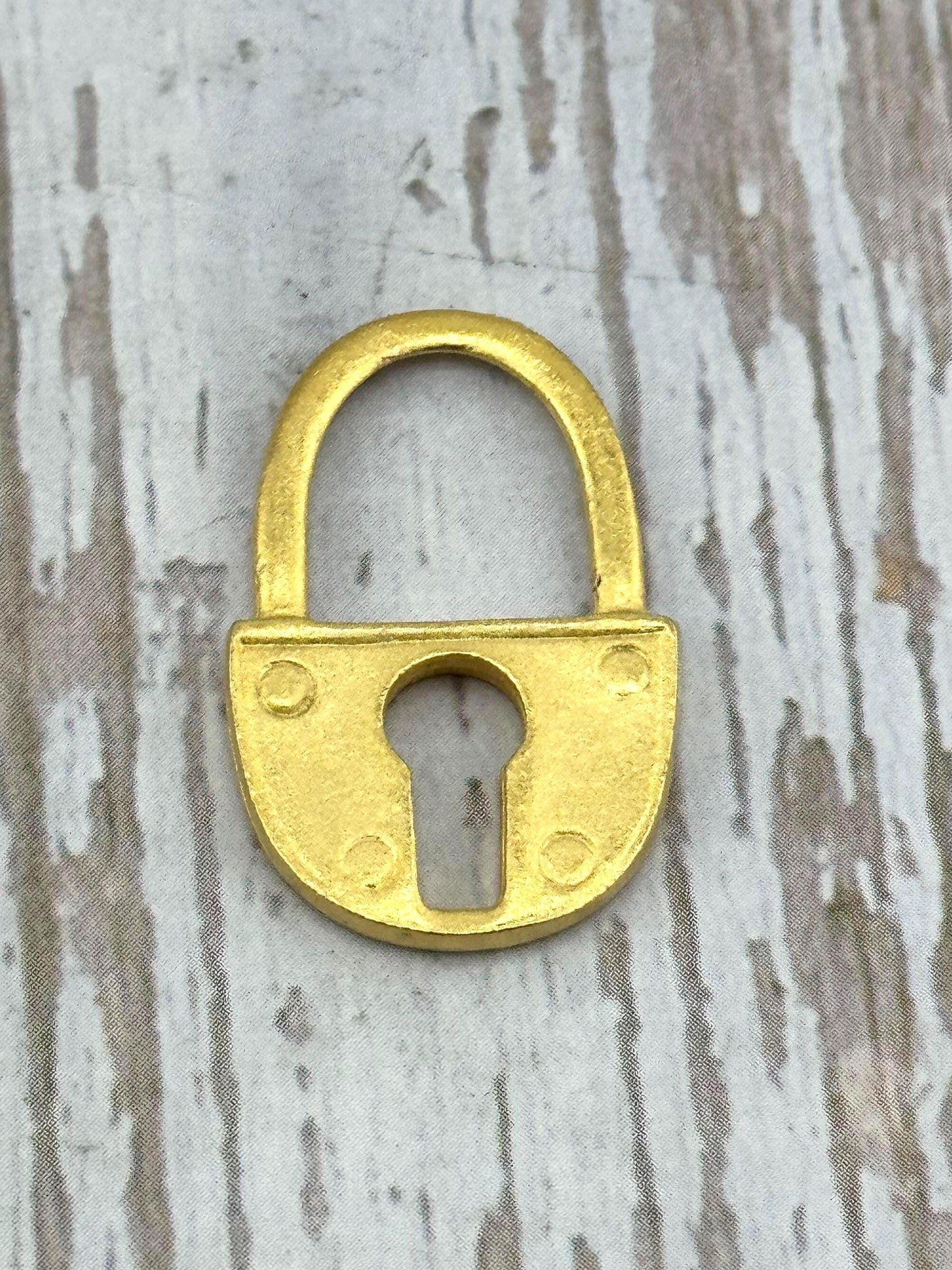 Large Padlock Charm, Satin 18k Gold Plated - ST562