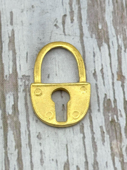 Large Padlock Charm, Satin 18k Gold Plated - ST562