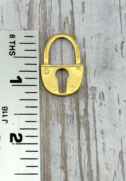 Large Padlock Charm, Satin 18k Gold Plated - ST562