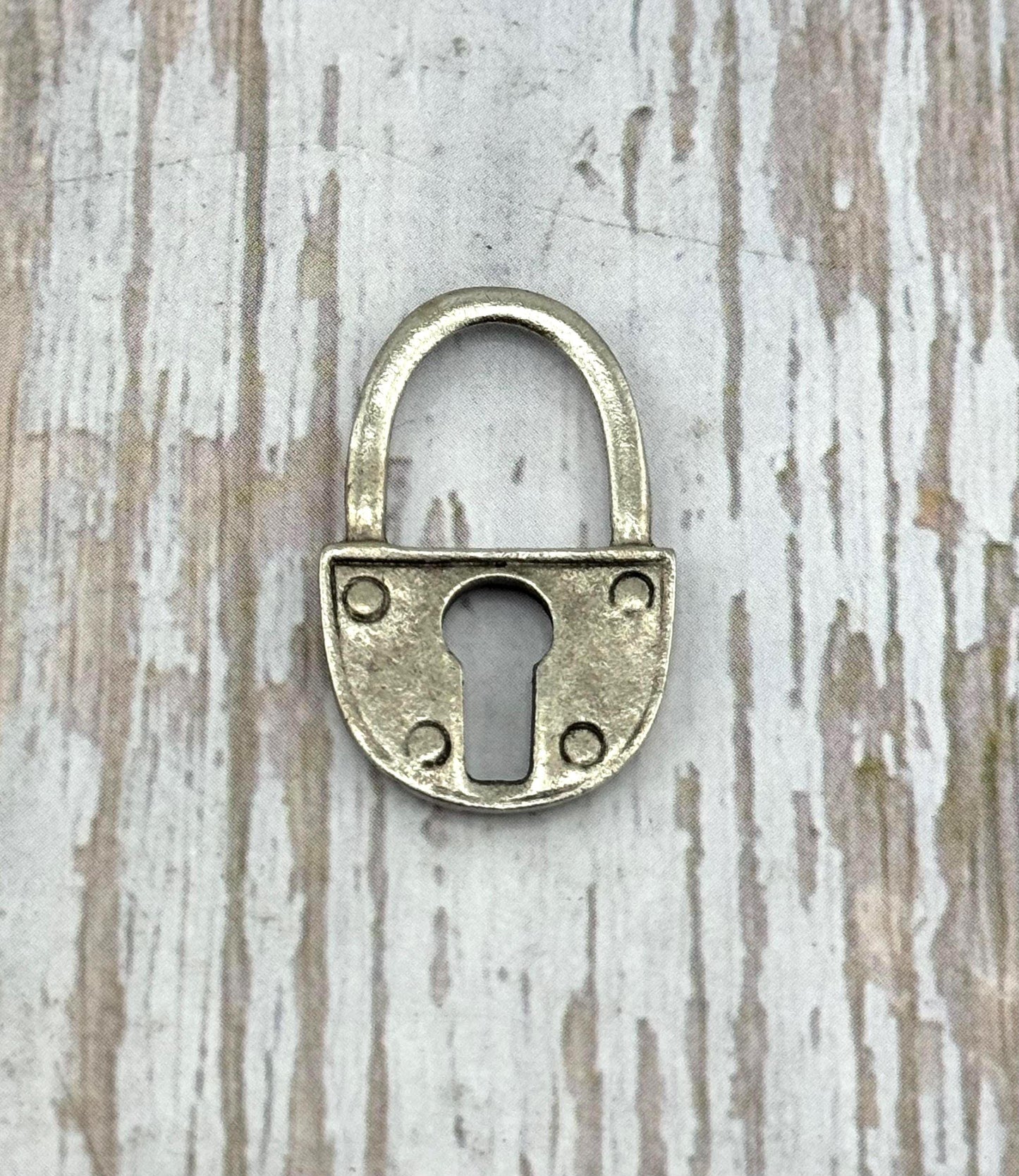 Large Padlock Charm, Antiqued Pewter - PT568