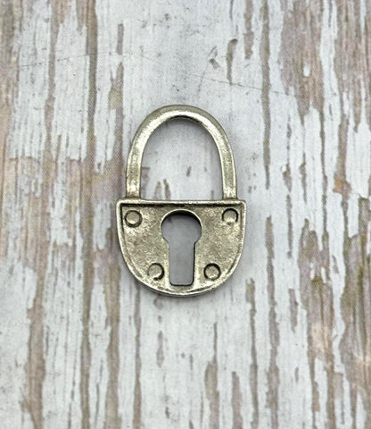 Large Padlock Charm, Antiqued Pewter - PT568