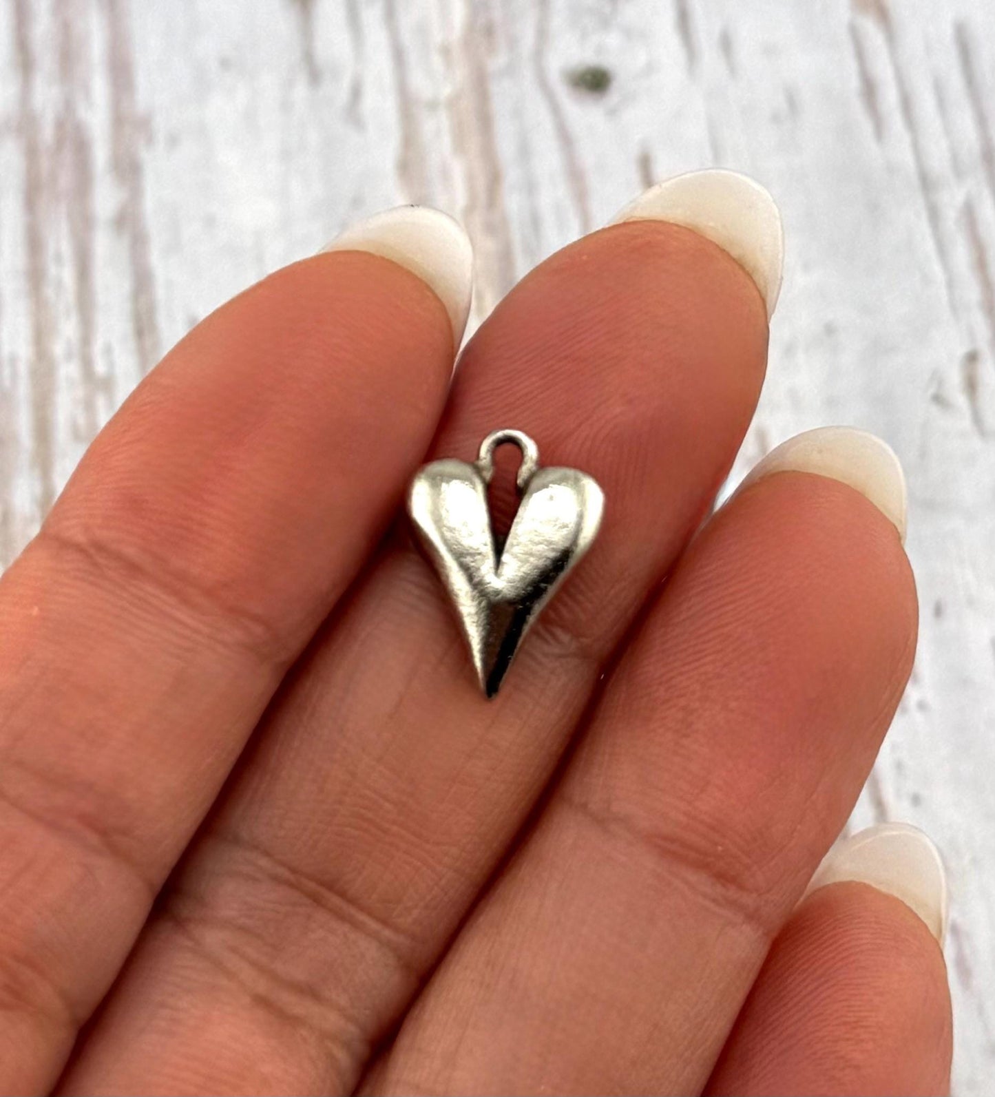 Small Heart Charm, Antiqued Pewter - PT375
