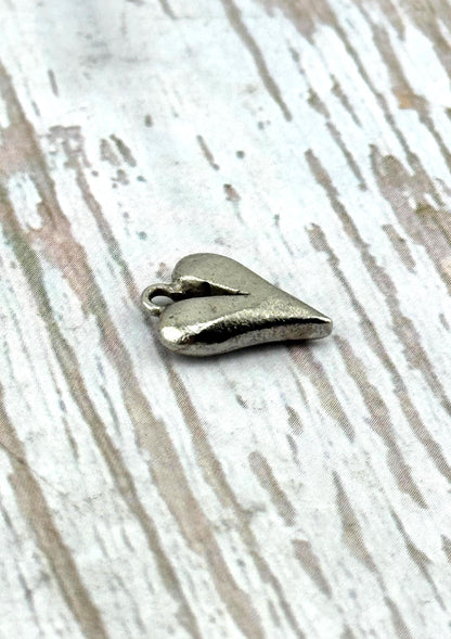 Small Heart Charm, Antiqued Pewter - PT375