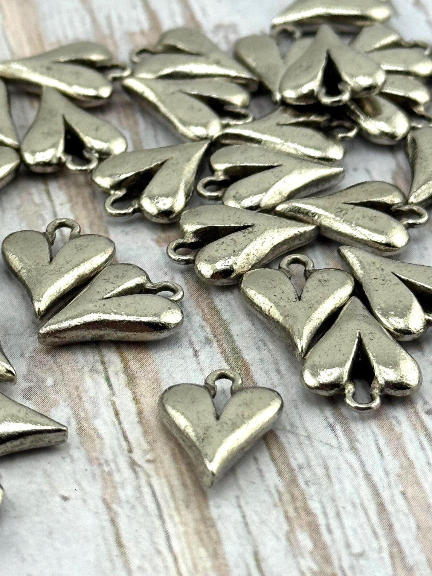 Small Heart Charm, Antiqued Pewter - PT375