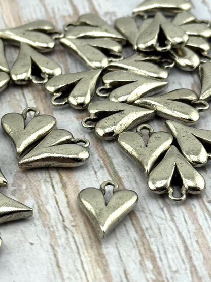 Small Heart Charm, Antiqued Pewter - PT375