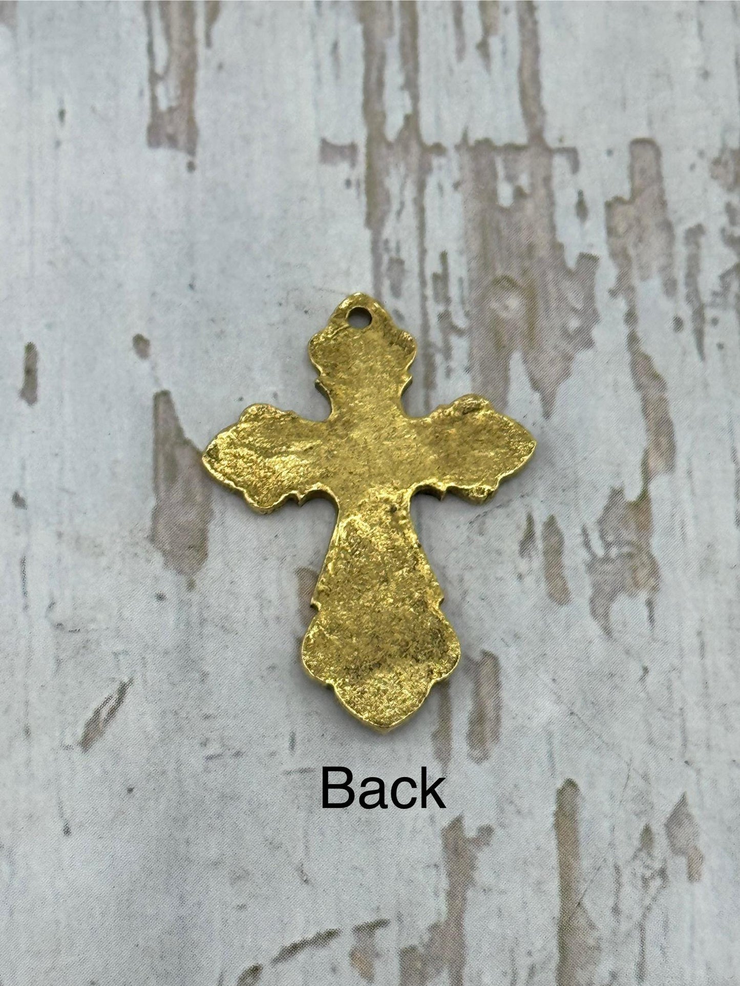 Large Ornate Christian Cross Pendant, Antiqued 18k Gold Plated - AG006