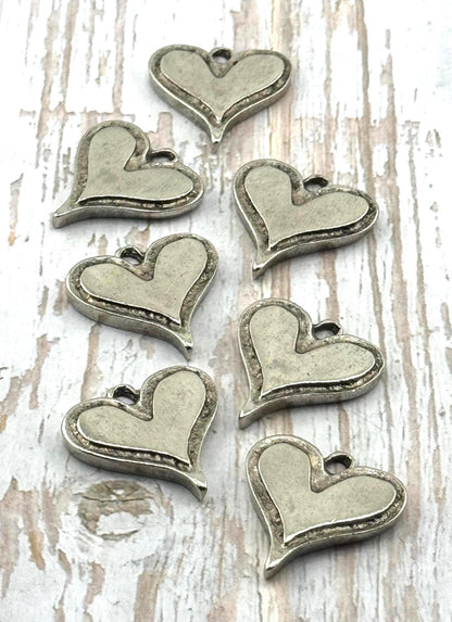 Boho Heart Charm, Antiqued Pewter - PT367
