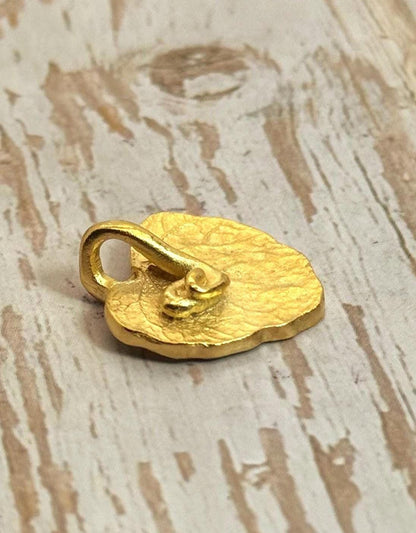 Lemon Balm Leaf Pendant, Satin 18k Gold Plated - ST189