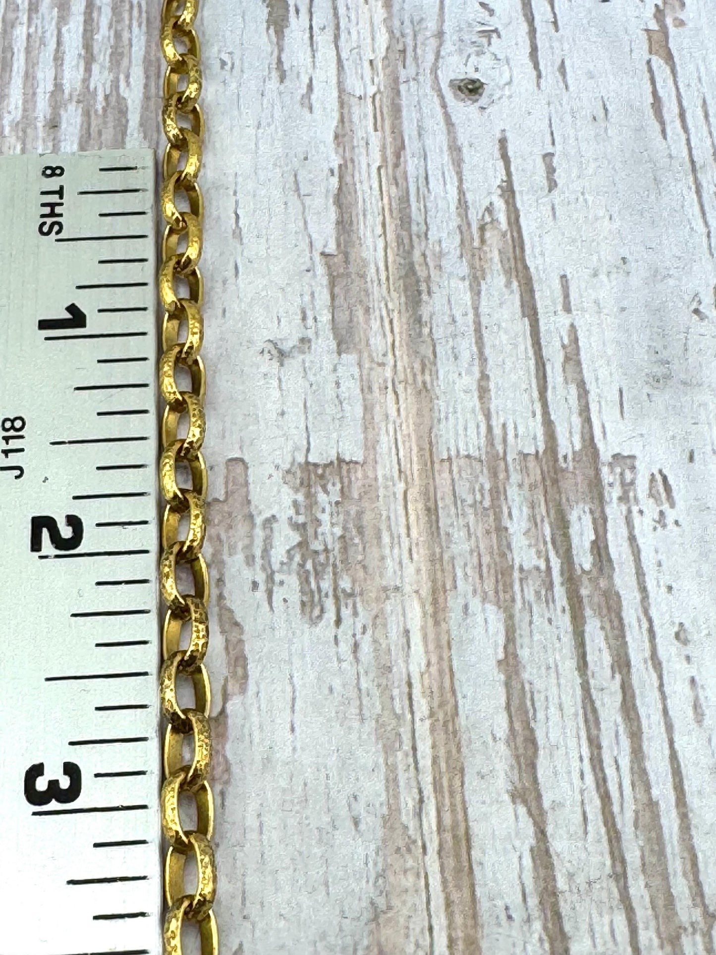 Cadena Rolo Ovalada Martillada, Bañada en Oro de 18k Envejecido - G118-CH