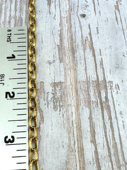 Cadena Rolo Ovalada Martillada, Bañada en Oro de 18k Envejecido - G118-CH