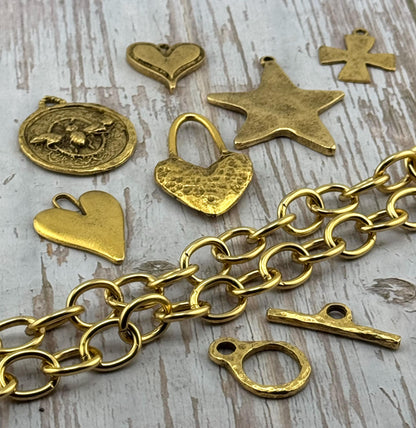 Oversized Chunky Smooth Oval Cable Chain, Antiqued 18k Gold Plated - G090-CH