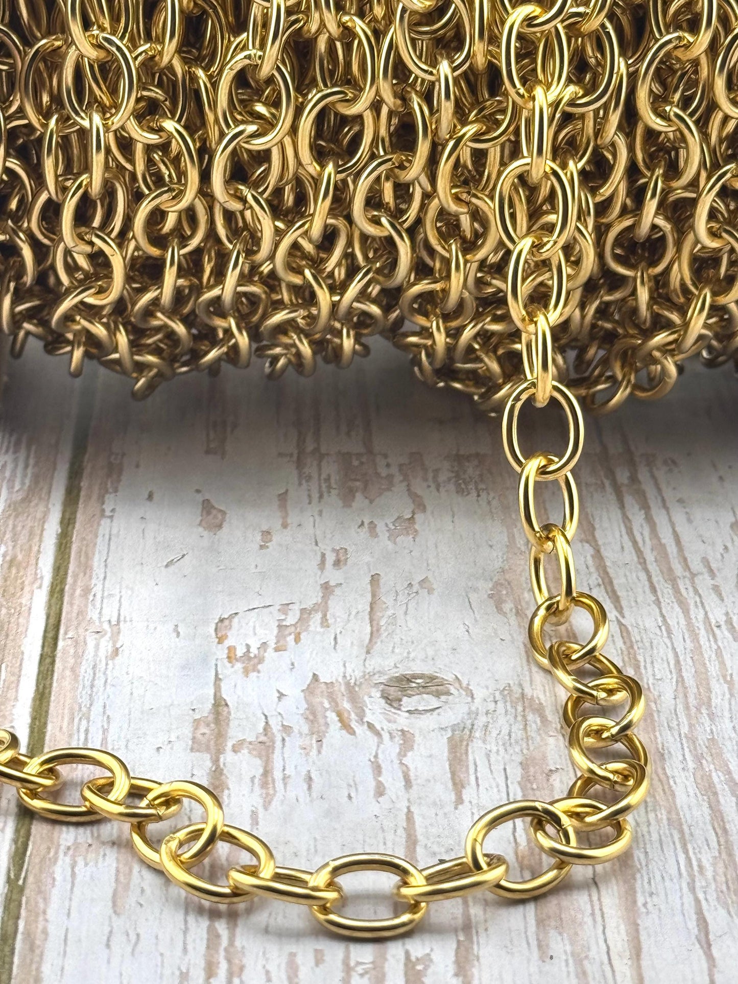 Oversized Chunky Smooth Oval Cable Chain, Antiqued 18k Gold Plated - G090-CH