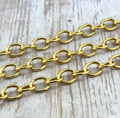 Oversized Chunky Smooth Oval Cable Chain, Antiqued 18k Gold Plated - G090-CH