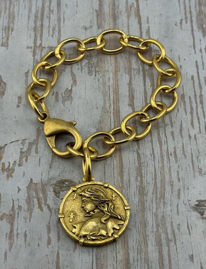 Oversized Chunky Smooth Oval Cable Chain, Antiqued 18k Gold Plated - G090-CH