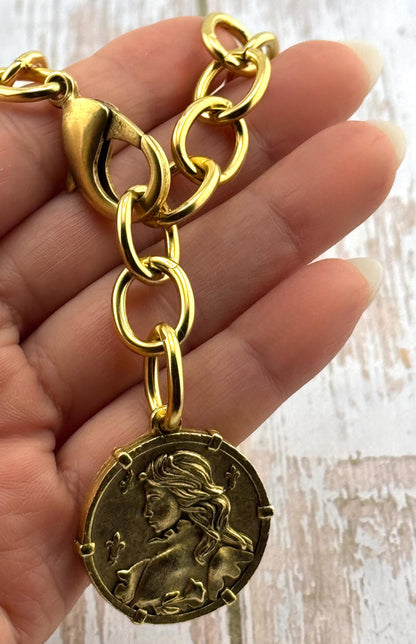 Oversized Chunky Smooth Oval Cable Chain, Antiqued 18k Gold Plated - G090-CH