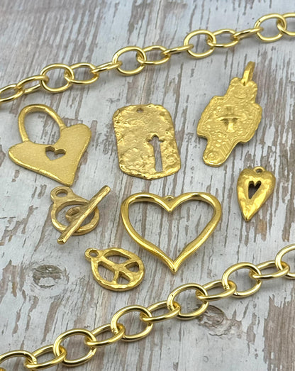 Oversized Oval Cable Chain,Satin 18k Gold Plated - S063-CH