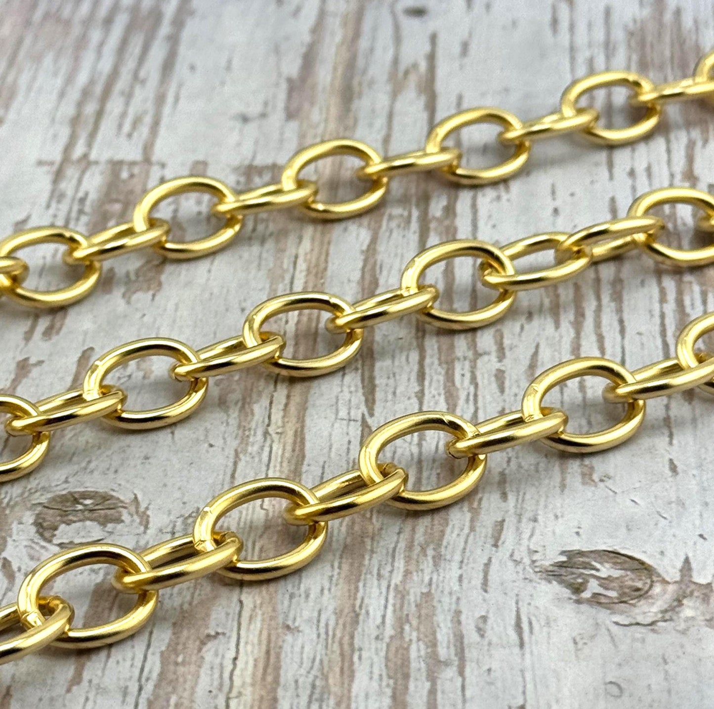 Oversized Oval Cable Chain,Satin 18k Gold Plated - S063-CH