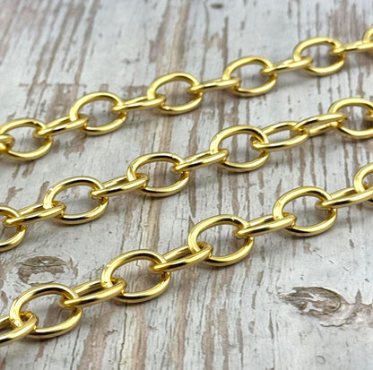Oversized Oval Cable Chain,Satin 18k Gold Plated - S063-CH