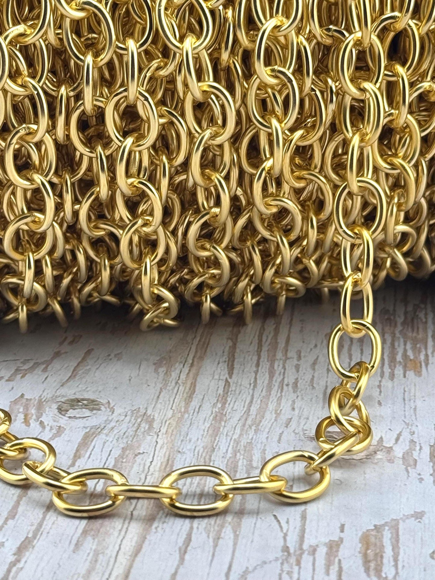 Oversized Oval Cable Chain,Satin 18k Gold Plated - S063-CH