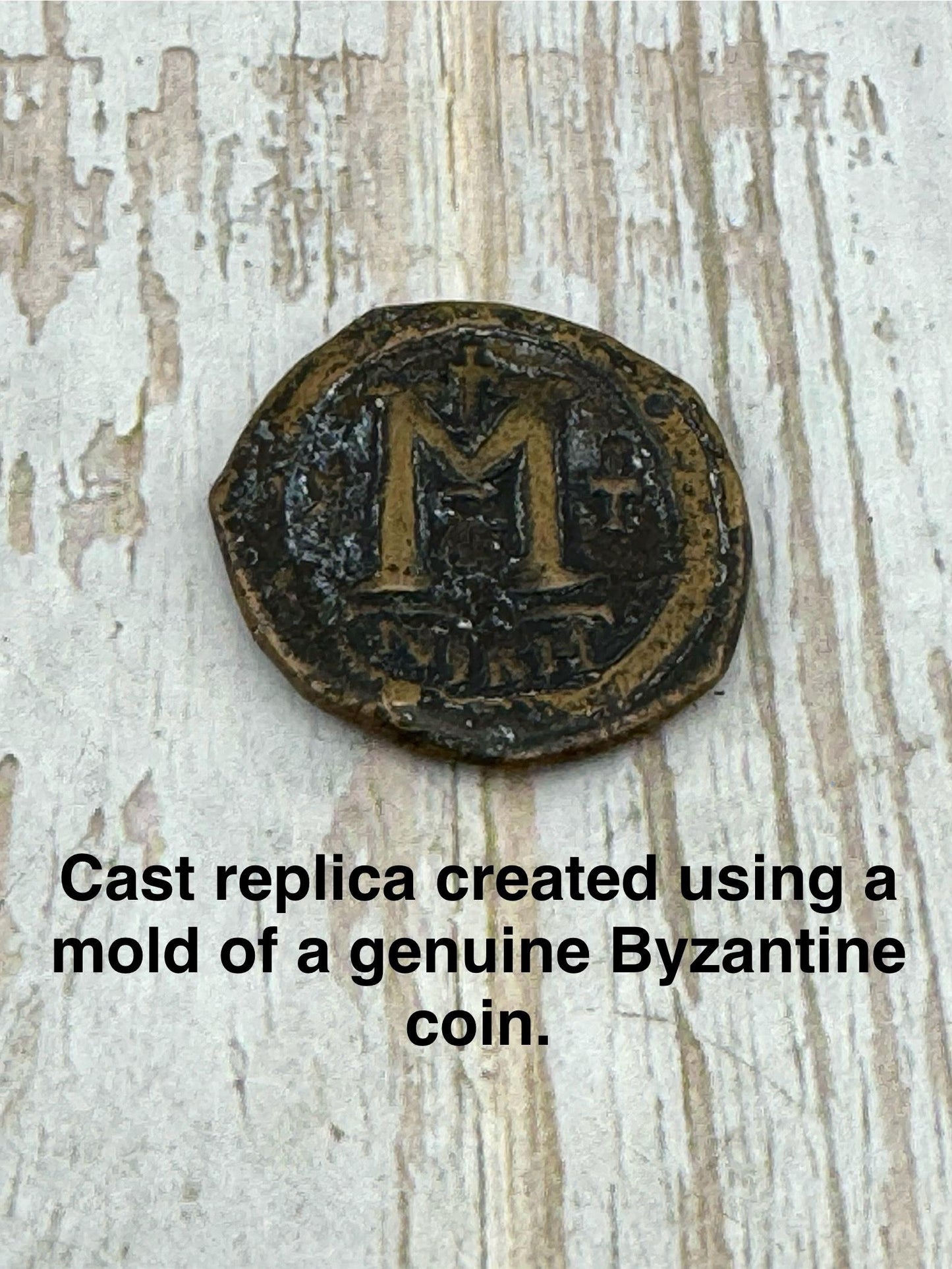 Follis Coin Byzantine Replica Pendant, Satin 18k Gold Plated - ST290