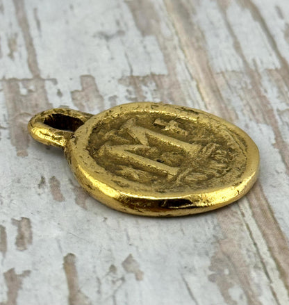 Colgante de Moneda Bizantina Réplica Grande, Baño de Oro de 18k Envejecido - AG110