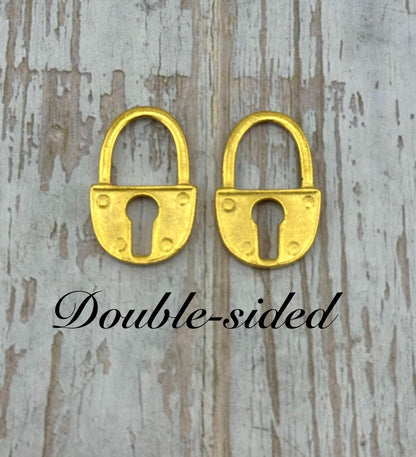 Large Padlock Charm, Satin 18k Gold Plated - ST562