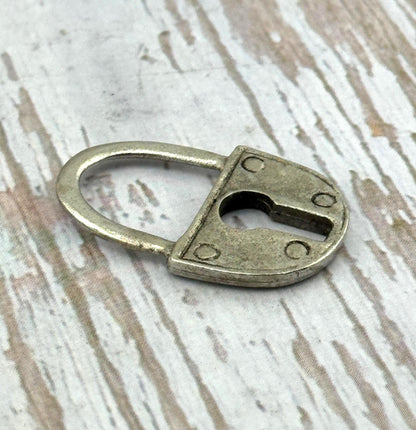Large Padlock Charm, Antiqued Pewter - PT568